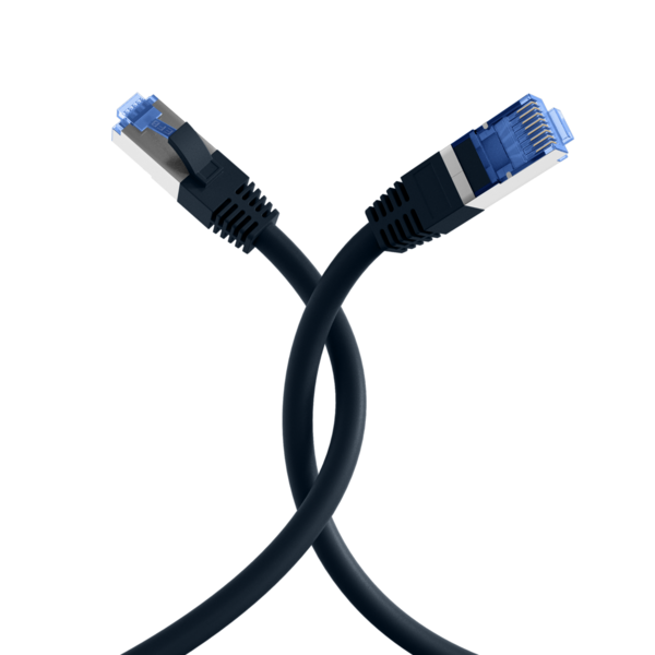 RJ45 Patchkabel Cat.6A S/FTP TPE -- Cat.7 Rohkabel superflex schwarz 3m