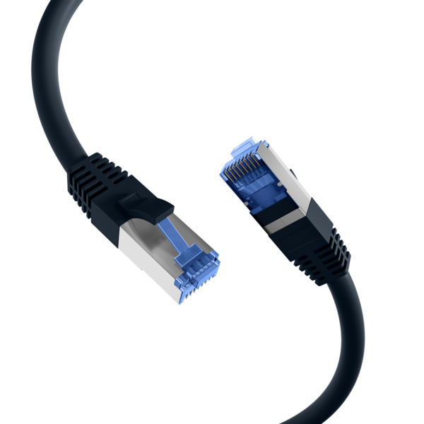 RJ45 Patchkabel Cat.6A S/FTP TPE -- Cat.7 Rohkabel superflex schwarz 7,5m
