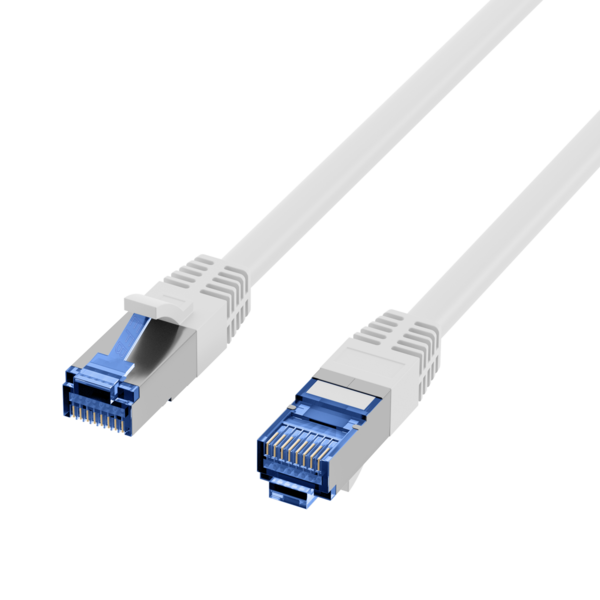 RJ45 Patchkabel Cat.6A S/FTP TPE -- Cat.7 Rohkabel superflex weiß 2m