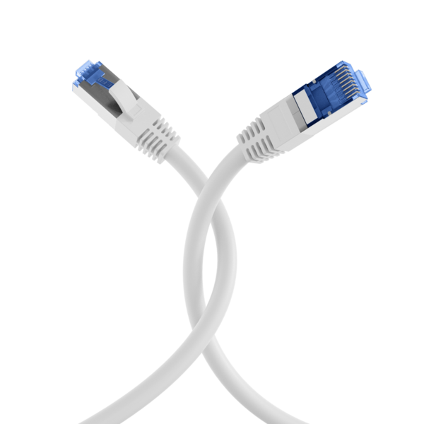 RJ45 Patchkabel Cat.6A S/FTP TPE -- Cat.7 Rohkabel superflex weiß 2m