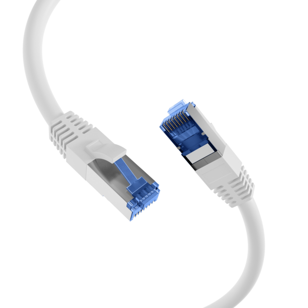 RJ45 Patchkabel Cat.6A S/FTP TPE -- Cat.7 Rohkabel superflex weiß 4m
