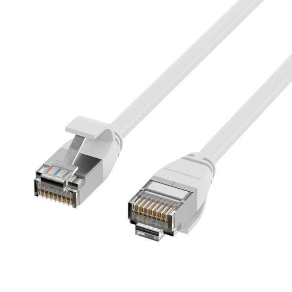 RJ45 Patchkabel Cat.6A U/FTP TPE -- 4mm ultraflex weiß 0,5m
