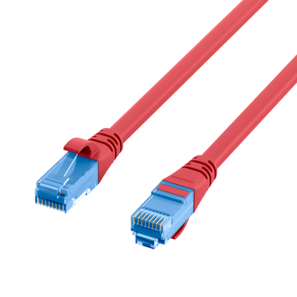 RJ45 Patchkabel Cat.6A U/UTP LSZH, Premium 500MHz rot 0,15m