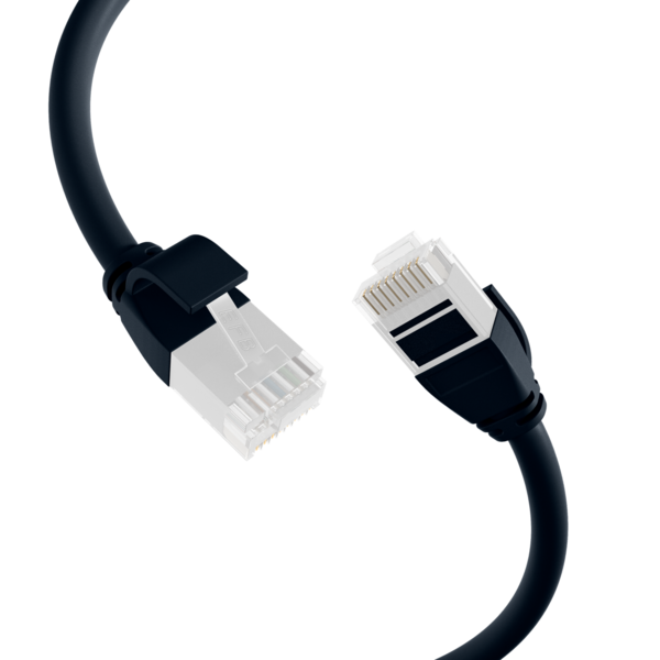 RJ45 Patchkabel Cat.6A U/UTP TPE -- 3,6mm ultraflex schwarz 0,25m