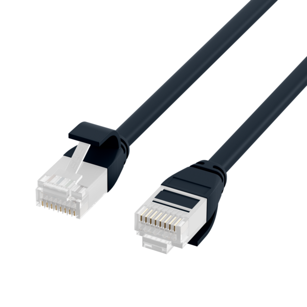 RJ45 Patchkabel Cat.6A U/UTP TPE -- 3,6mm ultraflex schwarz 0,25m