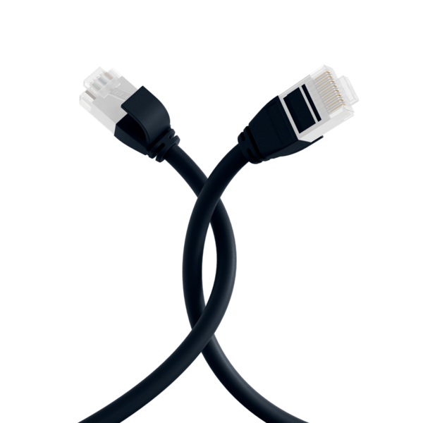 RJ45 Patchkabel Cat.6A U/UTP TPE -- 3,6mm ultraflex schwarz 0,25m