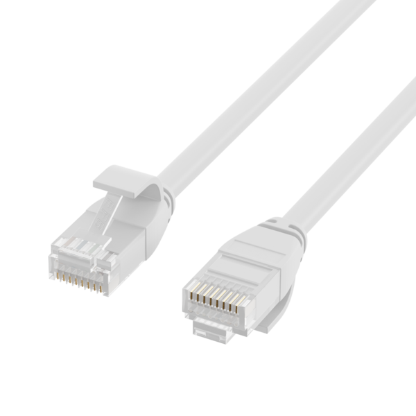 RJ45 Patchkabel Cat.6A U/UTP TPE -- 3,6mm ultraflex weiß 0,15m