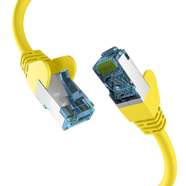 RJ45 PATCHKABEL mit CAT7 ROHKABEL GELB 2m -- S/FTP PIMF Netzwerkkabel LAN DSL