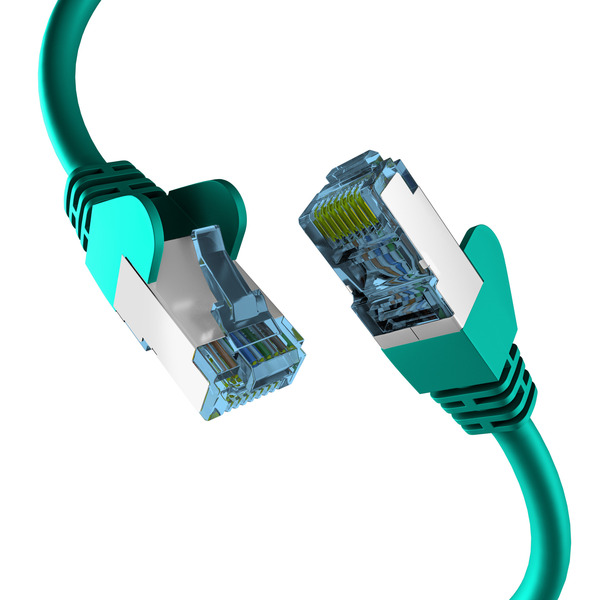 RJ45 PATCHKABEL mit CAT7 ROHKABEL GRÜN 0,15m -- S/FTP PIMF Netzwerkkabel LAN DSL