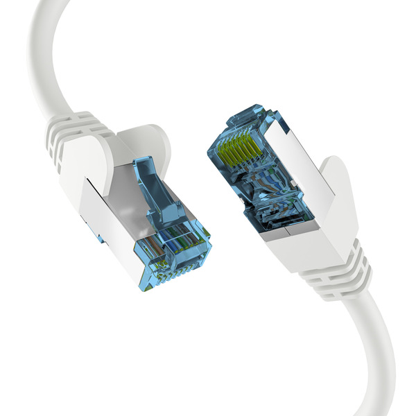RJ45 PATCHKABEL mit CAT7 ROHKABEL WEISS 0,25m -- S/FTP PIMF Netzwerkkabel LAN DSL