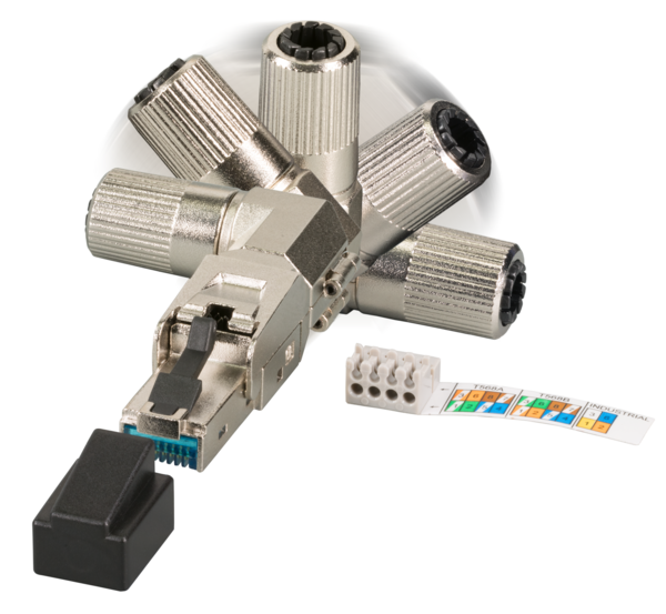 RJ45 Premium Stecker STP, Cat.6A/ClassEA -- feldkonfektionierbar, vollmetall