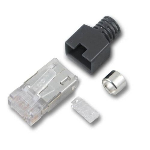 RJ45-Stewart Stecker hellgrau, 10 Stück, 4 Elemente, Cat.5e RJ45-Stewart Stecker hellgrau, 10 Stück, 4 Elemente, Cat.5e