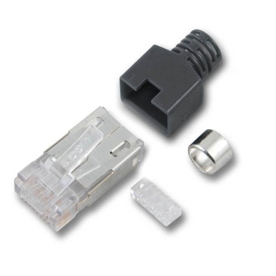 RJ45-Stewart Stecker STP, hellgrau, 50 -- Stück, 4 Elemente, Cat.5e