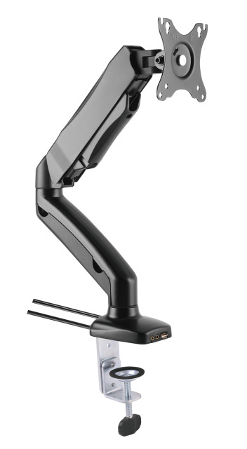 Schreibtischhalterung mit Gasdruckfeder, für 1 TV 13-27, mit USB und Audio Schreibtischhalterung mit Gasdruckfeder, für 1 TV 13-27, mit USB und Audio