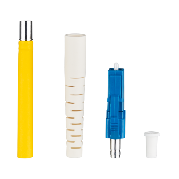 Senko Stecker LC SM 3,0mm -- Stecker (blau) Knickschutz (weiß)