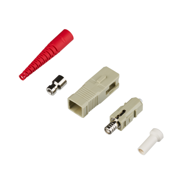 Senko Stecker SC MM 2,0mm -- Stecker (beige) Knickschutz (rot)