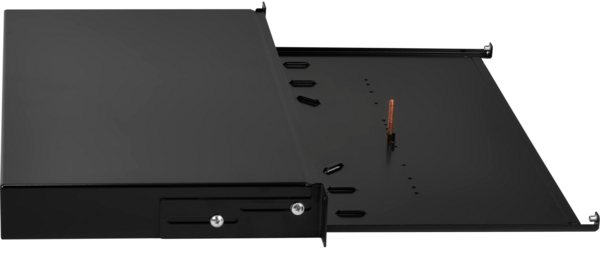 Spleißbox ausziehbar 1HE -- ohne,Frontblende, unbestückt, schwarz