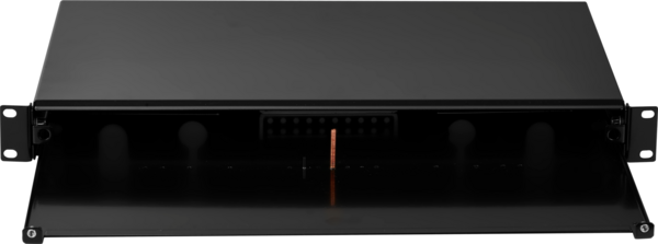 Spleißbox ausziehbar 1HE -- ohne,Frontblende, unbestückt, schwarz