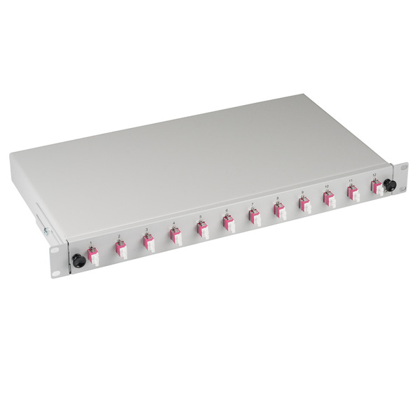 Spleißbox LC 50/125µ OM4 ausziehbar, 12 -- Pigtails / 6 Kupplungen