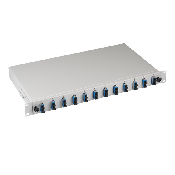 Spleißbox SC 9/125µ OS2 ausziehbar, 24 -- Pigtails abgesetzt /12 Kupplungen