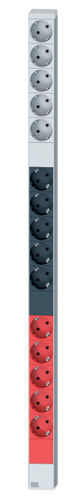 Steckdosenleiste vertikal 15 x Schutzkontakt, 3-phasig, Stecker CEE 16 A rot