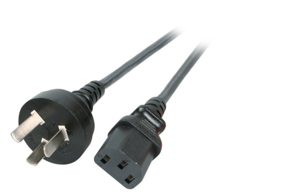 Stromkabel Netzleitung China - C13 180°, schwarz, 1,8 m, 3 x 0,75 mm² - 1 VPE = 10 Stï¿½ck Stromkabel