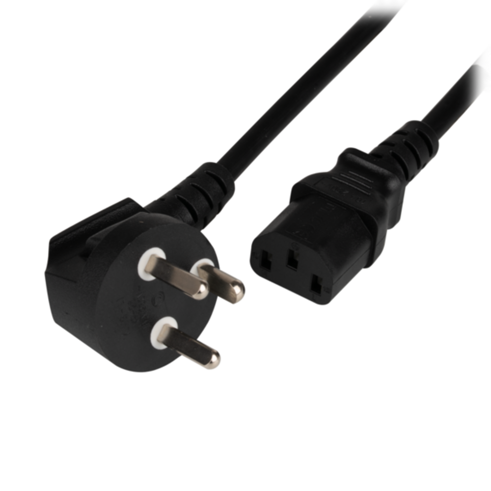 Stromkabel Netzleitung Dänemark DPin 90° - C13 180°, schwarz, 3m, 3 x 1,00 mm² - 1 VPE = 50 Stï¿½ck Stromkabel