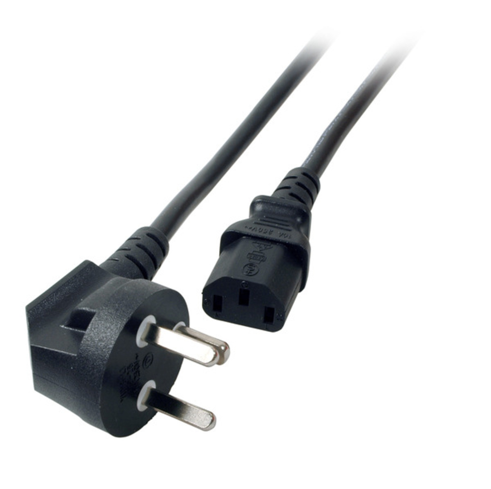 Stromkabel Netzleitung Dänemark DPin 90° - C13 180°, schwarz, 3m, 3 x 1,00 mm² - 1 VPE = 50 Stück Stromkabel