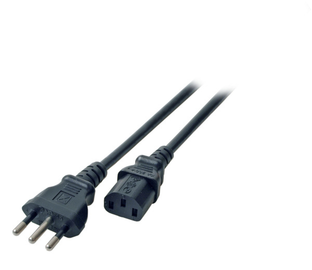 Stromkabel Netzleitung Italien Typ L - C13 180°, schwarz, 1,8 m, 3 x 0,75 mm² - 1 VPE = 10 Stï¿½ck Stromkabel