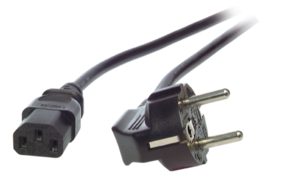 Stromkabel Netzleitung Schutzkontakt 90°- C13 180°, schwarz 3,0 m, 3 x 1,00 mm² - 1 VPE = 10 Stï¿½ck Stromkabel