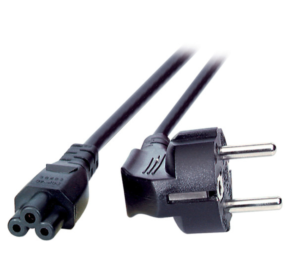 Stromkabel Netzleitung Schutzkontakt 90° - C5 180°, schwarz, 5 m, 3 x 0,75 mm² - 1 VPE = 10 Stï¿½ck Stromkabel