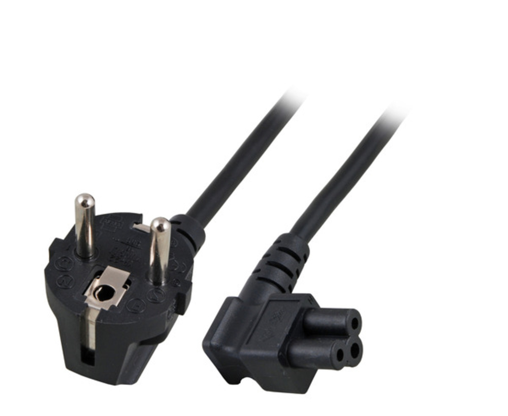 Stromkabel Netzleitung Schutzkontakt 90° - C5 90°, schwarz, 5m, 3 x 0,75 mm² - 1 VPE = 50 Stï¿½ck Stromkabel