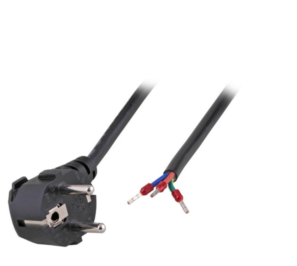 Stromkabel Netzleitung Schutzkontakt 90° - Open End, AE 1,8 m, 3 x 0,75 mm² - 1 VPE = 100 Stï¿½ck Stromkabel