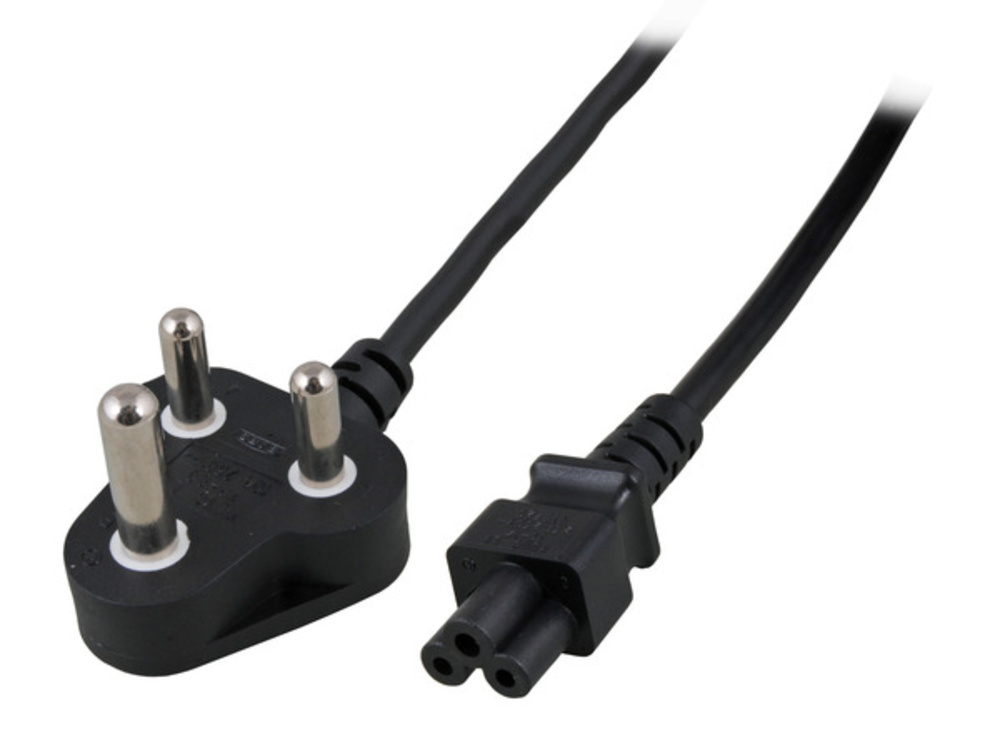 Stromkabel Netzleitung Südafrika - C5 180°, schwarz, 1,8m, 3 x 0,75 mm² - 1 VPE = 100 Stï¿½ck Stromkabel