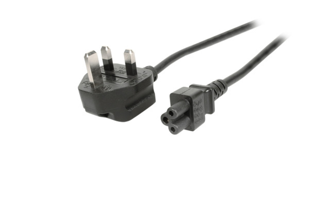 Stromkabel Netzleitung UK BS1363A - C5 180°, schwarz, 1,8 m, 3 x 0,75 mm² - 1 VPE = 10 Stï¿½ck Stromkabel