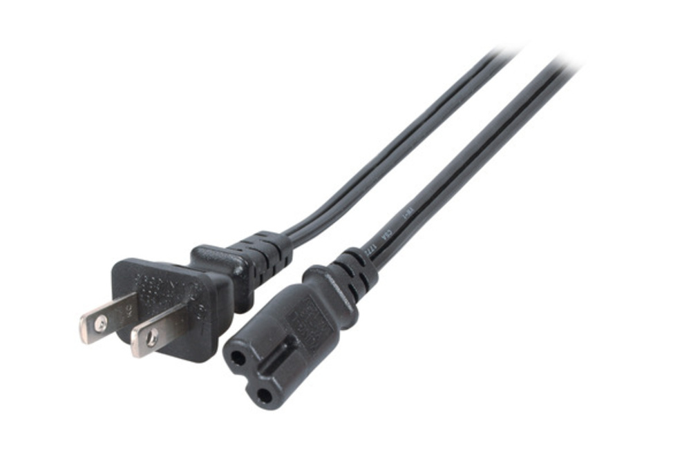 Stromkabel Netzleitung USA/NEMA 1-15P - C7 180°, (Euro 8), schwarz, 1,8 m , SPT-2 AWG18 x - 1 VPE = 10 Stï¿½ck Stromkabel