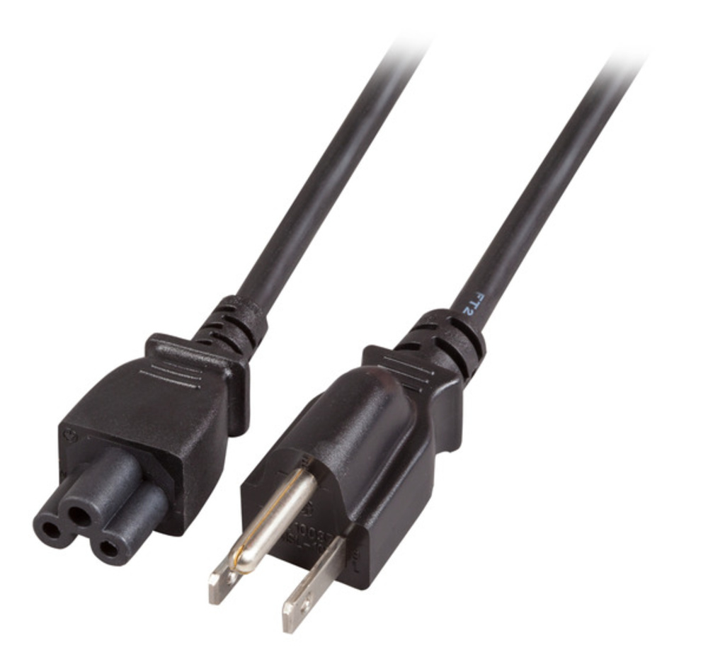 Stromkabel Netzleitung USA/NEMA 5-15P - C5 180°, schwarz, 1,8 m, SVT AWG18 x 3C - 1 VPE = 10 Stï¿½ck Stromkabel