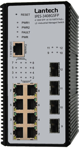 Switch 8x RJ45 10/100Mbit/s PoE Plus + 4x SFP Gigabit Port Switch 8x RJ45 10/100Mbit/s PoE Plus + 4x SFP Gigabit Port