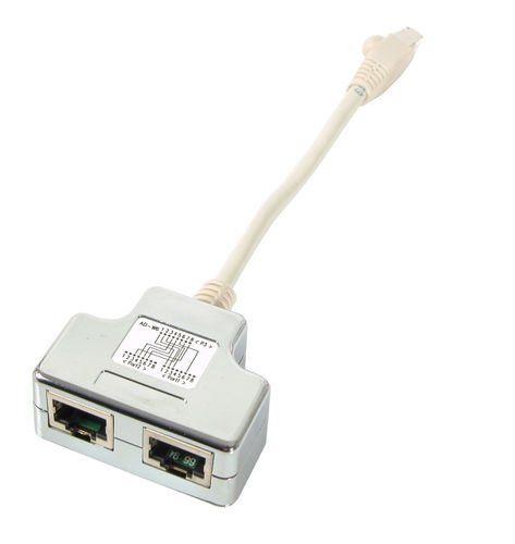 T-Adapter Cat.5e 2 x 10/100BaseT für Cablesharing