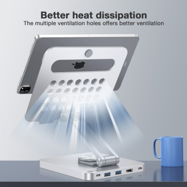 Techly 8-in-1 USB-C Hub Docking Station -- Tablet-Ständer