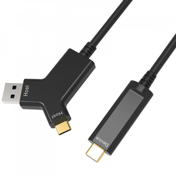 Techly Aktiv USB 3.2 Typ-A/C AOC Glasfaserkabel, 10m schwarz 10Gbps nur Daten USB