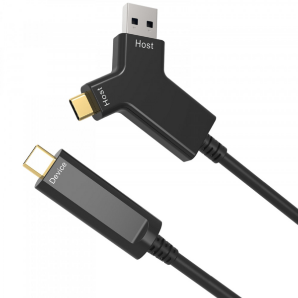 Techly Aktiv USB 3.2 Typ-A/C AOC Glasfaserkabel, 10m schwarz 10Gbps nur Daten