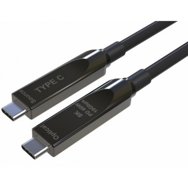 Techly Aktiv USB-C 3.2 Gen2 AOC Glasfaserkabel 8k, 15m schwarz 10Gbps 8K@60Hz USB