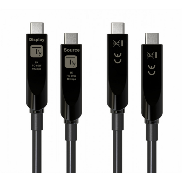 Techly Aktiv USB-C 3.2 Gen2 AOC Glasfaserkabel 8k, 15m schwarz 10Gbps 8K@60Hz