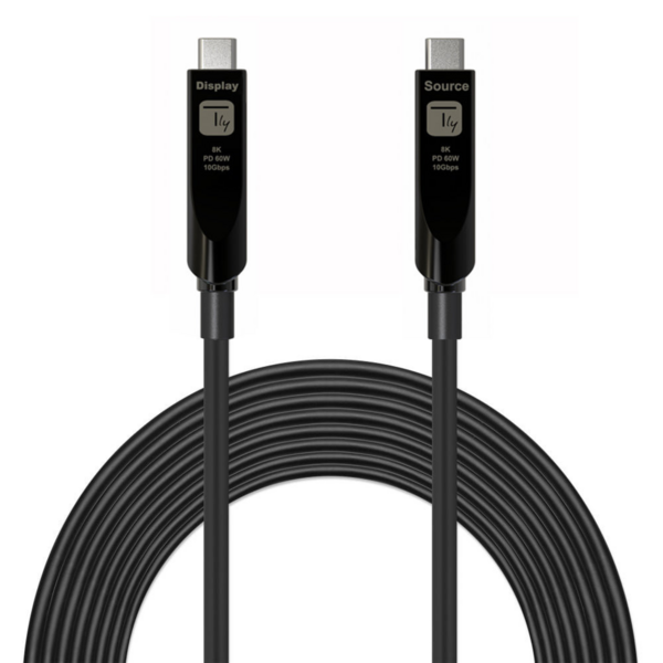 Techly Aktiv USB-C 3.2 Gen2 AOC Glasfaserkabel 8k, 15m schwarz 10Gbps 8K@60Hz