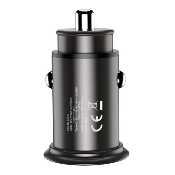 Techly Autoladegerät USB-A und USB-C -- Fast Charger 3.0 38W Metallgehäuse