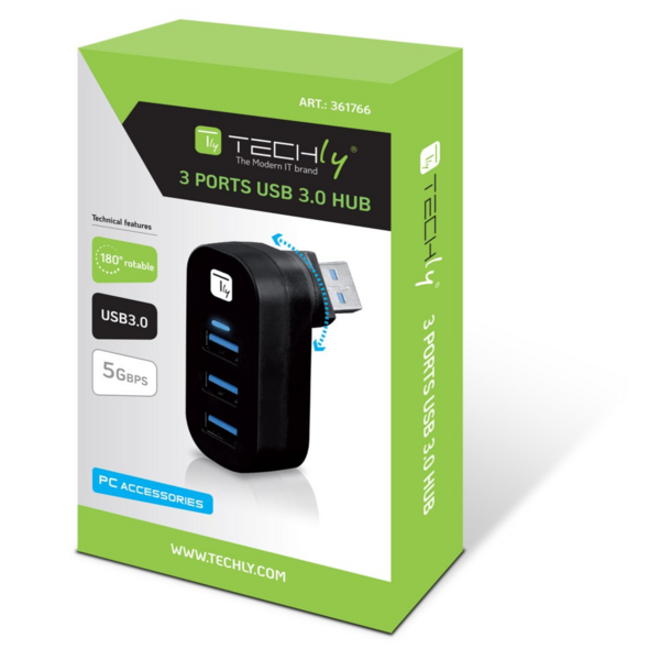 Techly Mini-Dreh-Hub 3x USB 3.0 --