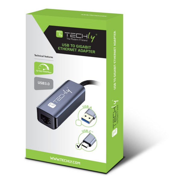 Techly USB-C 3.0 auf RJ45 Gbit Konverteradapter --