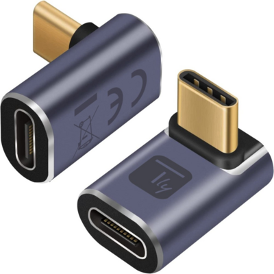 Techly USB-C Adapter Stecker/Buchse -- 90° gewinkelt, 40Gbps, 4K und 8K