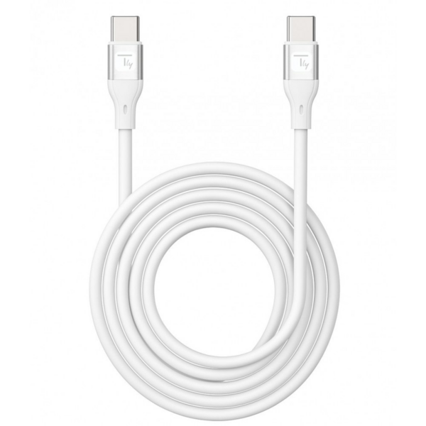Techly USB-C Stecker 2.0 Kabel, 1m weiß Silikonmantel